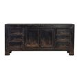 Distressed Sideboard - 2 Door 6 Drawer - 198cm - Extra Large - Black - Elm Wood