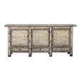 Distressed Sideboard - 3 Door 3 Drawer - 216cm - Extra Large - White Washed - Elm Wood