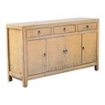 Distressed Sideboard - 4 Door 3 Drawer - 156cm - Medium - Mustard Yellow - Wooden