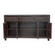 Distressed Sideboard - 4 Door 3 Drawer - 152cm - Medium - Black - Elm Wood