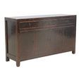 Distressed Sideboard - 4 Door 3 Drawer - 152cm - Medium - Black - Elm Wood