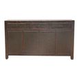 Distressed Sideboard - 4 Door 3 Drawer - 152cm - Medium - Black - Elm Wood