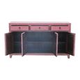 Distressed Sideboard - 4 Door 3 Drawer - 156cm - Medium - Pink - Wooden