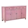 Distressed Sideboard - 4 Door 3 Drawer - 156cm - Medium - Pink - Wooden