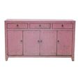 Distressed Sideboard - 4 Door 3 Drawer - 156cm - Medium - Pink - Wooden