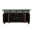 Distressed Sideboard - 4 Door 4 Drawer - 175cm - Large - Sage Green - Elm Wood