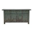 Distressed Sideboard - 4 Door 4 Drawer - 175cm - Large - Sage Green - Elm Wood