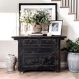 Unique One of a Kind - Distressed Sideboard - 2 Door 3 Drawer - 110cm - Small - Black - Elm Wood