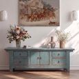 Distressed Sideboard - 2 Door 4 Drawer - 173cm - Large - Green - Wooden