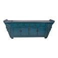 Distressed Sideboard - 4 Door 3 Drawer - 210cm - Extra Large - Blue - Lacquered Pine Wood