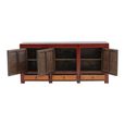 Hand Painted Sideboard - 3 Door 3 Drawer - 193cm - Extra Large - Rich Red - Elm Wood