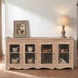 Sideboard - 4 Door - 155cm - Medium - Natural Weathered - Glass and Wood