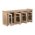 Sideboard - 4 Door - 155cm - Medium - Natural Weathered - Glass and Wood