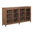 Sideboard - 4 Sliding Door - 184cm - Extra Large - Rustic Brown - Glass and Wood