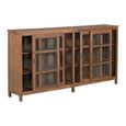 Sideboard - 4 Sliding Door - 184cm - Extra Large - Rustic Brown - Glass and Wood