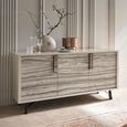 Jupiter Sideboard - 3 Door - Medium - Eco Stone and High Gloss Pearl Line