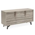 Jupiter Sideboard - 3 Door - Medium - Eco Stone and High Gloss Pearl Line