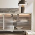 Jupiter Sideboard - with Light - 4 Fluted Glass Door - Extra Large - High Gloss Pearl Line
