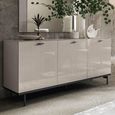 Claire Fluted Sideboard - 3 Door 1 Drawer - Extra Large - Pearl Line Eco Veneer High Gloss and Black