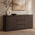 Rivano Oak Curved Sideboard - 2 Door - 3 Drawer - 180cm - Large - Basalt