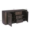 Rivano Oak Curved Sideboard - 2 Door - 3 Drawer - 180cm - Large - Basalt