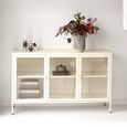 Brisbane Sideboard - 3 Door - Medium - Off White - Glass and Metal
