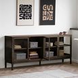 Zamora Sideboard - 4 Door - Large - Dark Brown - Glass and Oak