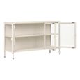 Brisbane Sideboard - 3 Door - Medium - Off White - Glass and Metal