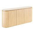 Larvik Curved Sideboard - 3 Door - Large - Off White and Natural - Granite and Wooden