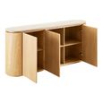 Larvik Curved Sideboard - 3 Door - Large - Off White and Natural - Granite and Wooden