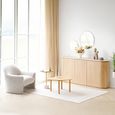 Larvik Curved Sideboard - 3 Door - Large - Off White and Natural - Granite and Wooden