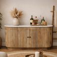 Curved Sideboard - Fluted - 2 Door - 143cm - Medium - Marble Top and Mango Wood