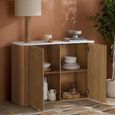Russo Curved Sideboard - Fluted Base - 2 Door - 120cm - Small - White and Natural - Marble Top and Wooden