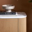 Russo Curved Sideboard - Fluted Base - 2 Door - 120cm - Small - White and Natural - Marble Top and Wooden