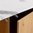 Russo Curved Sideboard - Fluted Base - 2 Door - 120cm - Small - White and Natural - Marble Top and Wooden