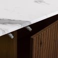 Russo Curved Sideboard - Fluted Base - 2 Door - 120cm - Small - Marble Top and Walnut
