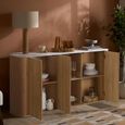 Russo Curved Sideboard - Fluted Base - 3 Door - 160cm - Medium - White and Natural - Marble Top and Wooden