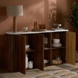 Russo Curved Sideboard - Fluted Base - 3 Door - 160cm - Medium - White and Walnut - Marble Top and Wooden