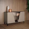 Fidia Italian Fluted Sideboard - 2 Door - Small - Emperador Taupe - Glass and Marquinia Marble Effect