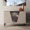 Fidia Italian Fluted Sideboard - 2 Door - Small - Emperador Taupe - Glass and Marquinia Marble Effect
