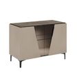 Fidia Italian Fluted Sideboard - 2 Door - Small - Emperador Taupe - Glass and Marquinia Marble Effect