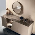 Fidia Italian Fluted Sideboard - 3 Door - Large - Emperador Taupe - Glass and Marquinia Marble Effect