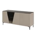 Fidia Italian Fluted Sideboard - 3 Door - Large - Emperador Taupe - Glass and Marquinia Marble Effect