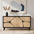 Boho Sideboard - 4 Door - 150cm - Medium - Geometric Design - Natural and Black - Mango Wood