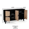 Boho Sideboard - 4 Door - 150cm - Medium - Geometric Design - Natural and Black - Mango Wood