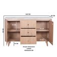 Ashford Curved Sideboard - 2 Door - 3 Drawer - 140cm - Medium - Fluted - Pale Taupe - Marble Top and Mango Wood