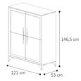 Krystal Italian Midi Sideboard - 4 Door - 121cm - Medium - Medblue Birch Gloss