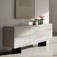 Zenith Italian Sideboard - 3 Door - 178cm - Large - Urban Velvet and Calacatta Gold - Ceramic Top