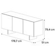 Zenith Italian Sideboard - 3 Door - 178cm - Large - Urban Velvet and Thunder Night - Ceramic Top