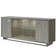 Volare Italian Sideboard - 4 Door 2 Glass Door - 200cm - Extra Large - with LED Light - Venetian Grey